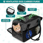 PetAmi Dog Purse Carrier for Small Dogs Cats, TSA Airline Approved Soft-Sided Pet Carrier with Pockets, Ventilated Travel Tote Bag with Bed & Shoulder Strap, Puppy Kitten, Max 12 lbs, Heather Charcoal