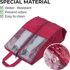 Shoe Bags For Travel, Used As For Storage or Shoe Travel Bag, Space Saving When Travelling With This Travel Shoe Bags For Packing, Featuring Waterproof Nylon Sneaker Bag. (Red, 2 Pack, Large)