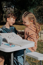 Stansport Compact Portable Kids Picnic Table – Foldable Space-Saving Design with Locking Legs – Lightweight Children’s Picnic Set for Travel, Parks, Campsite – Durable Steel Frame & Easy Clean Surface