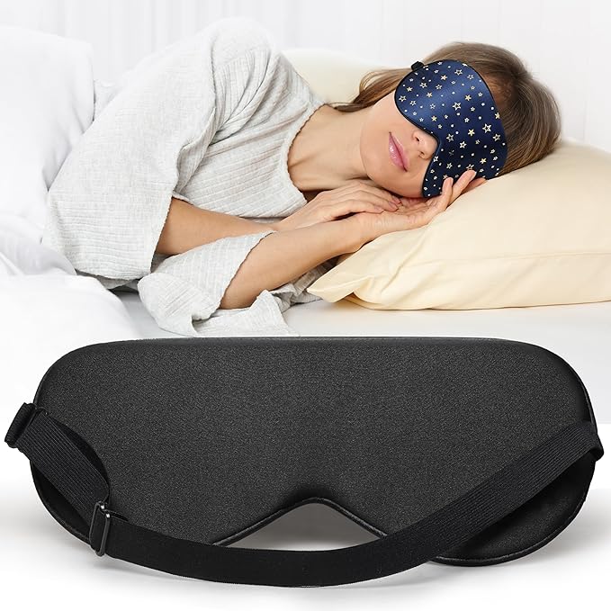 Silk Sleep Eye Mask for Men Women, Comfortable Super Soft Eye Mask with Adjustable Strap, 100% Pure Silk, Works with Every Nap Position, Ultimate Sleeping Aid Blindfold, Blocks Light, Jersey Slumber