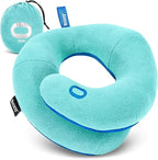 BCOZZY Kids Chin Supporting Travel Pillow for Ages 8–12- Patented Soft Neck Pillow for Head and Chin Support in Car Seat and Airplane. Comfortable Travel Essential. Medium Size, Bag, Light Blue