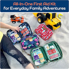 Keep Going Travel First Aid Kit for Kids – 130 Pc. for Car, Purse, Diaper Bag, Backpack, & Suitcase, with Latex-Free Bandages – 7 x 5 x 2 in. Travel First Aid Kit TSA-Approved