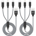 Xnewcable Multi Charging Cable 4ft 2Pack 3 in 1 Charger Cord, Multiple Rapid Nylon Braided Cable USB Charging Cable Multi Phone Charger Cord with Type C Micro Lightning USB Connectors for Cell Phones