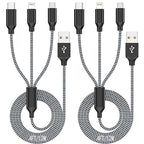 Xnewcable Multi Charging Cable 4ft 2Pack 3 in 1 Charger Cord, Multiple Rapid Nylon Braided Cable USB Charging Cable Multi Phone Charger Cord with Type C Micro Lightning USB Connectors for Cell Phones