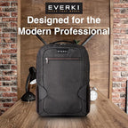 EVERKI Studio Slim Laptop Backpack for Men & Women, Lightweight & Softly Padded With Corner Protection, Trolley Handle, High Contrast Lining, Made of Recycled Materials (14 Liters Capacity)