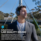 JLab, JBuds Lux ANC, Over Ear Headphones, Active Noise Cancelling, Bluetooth, Spatial Audio, Graphite