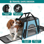 PetAmi Airline Approved Pet Carrier for Cats & Small Dogs, Soft Sided TSA Travel Carrier Bag with Sherpa Bed, Breathable Mesh Ventilation, Collapsible Bowl, Fits Under Seat, Up to 18 lbs, Large Blue