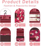 Toiletry Bag Travel Bag with Hanging Hook, Waterproof Capacity Hanging Multifunctional Makeup Bag for Toiletries, Portable Cosmetic Bag Travel Organizer for Women and Men(Wine Red FLower)