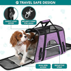PetAmi Airline Approved Pet Carrier for Cats & Small Dogs, Soft Sided TSA Travel Carrier Bag with Sherpa Bed, Breathable Mesh Ventilation, Collapsible Bowl, Up to 18 lbs, Large Heather Purple