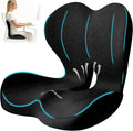Lumbar Support Seat Cushion - Memory Foam Cushion for Office Chair, Car Seat, Airplane - Sciatica & Hip & Coccyx Pain Relief Desk Chair Cushion for Long Sitting Office Workers, Car Drivers