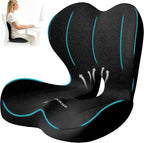Lumbar Support Seat Cushion - Memory Foam Cushion for Office Chair, Car Seat, Airplane - Sciatica & Hip & Coccyx Pain Relief Desk Chair Cushion for Long Sitting Office Workers, Car Drivers
