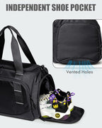 Small Gym Bag for Men, Travel Duffle Bag with Shoe Compartment, 16L Carry On Weekender Duffel Bag for Sports, Workout and Travel, Black