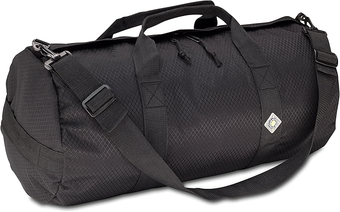 44L Daily Duffel Bag, Heavy-Duty Gear Bag, 1050D Tuff Cloth, Diamond Ripstop, Reinforced Stitching - Black (12" x 24")