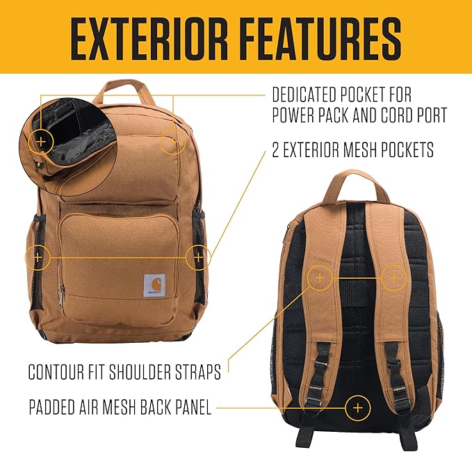 Carhartt 28L Dual-Compartment Backpack, Durable Pack with Laptop Sleeve and Duravax Abrasion Resistant Base, Navy