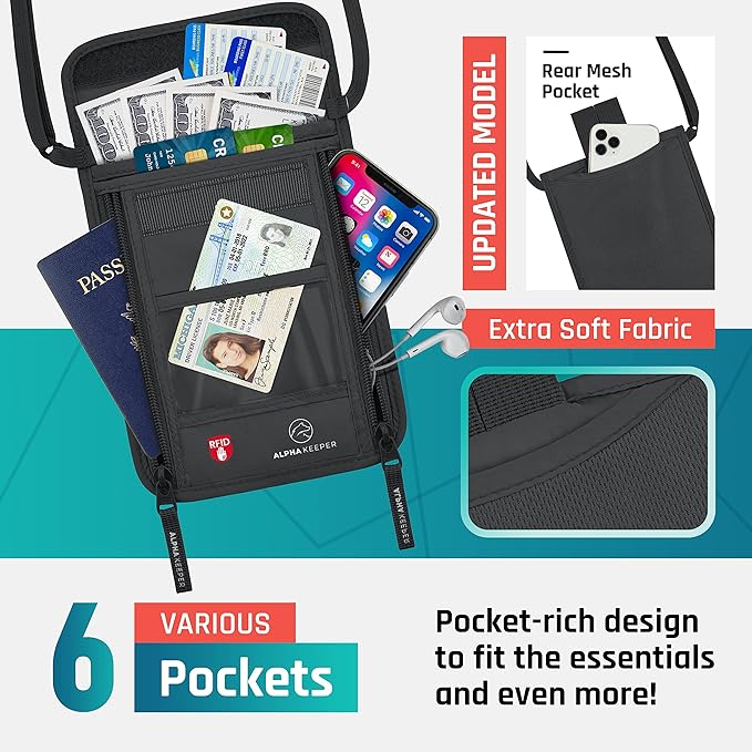 Neck Wallet, Travel Pouch For Passport Holder And Documents, Travel Neck Wallet For Traveling Women