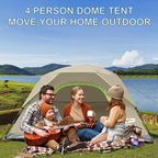CAMPROS CP Camping Tent 2/4/6 Person, Waterproof Windproof Double Layer Dome Tent, Easy Setup with Large Mesh Windows & Wide Door for Outdoor Camping Backyard