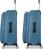 Samsonite 2-PC Soft-Sided 21/29” (Carry-On & Large Checked), Lightweight Expandable Element Luggage Set with 2 Front & 1 Side Pocket, Four Spinner Wheels, Adjustable Handle, Durable- Captains Blue