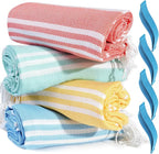 4 Packs Turkish Beach Towel Pool Swim Towels Set Bulk Soft Cotton Extra Large Sand Free Quick Dry Thin Lightweight Travel Vacation Essentials Cruise Accessories Must Haves Clearance Sandless Oversized