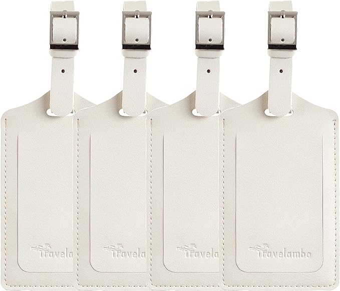 Travelambo Luggage Tags for Suitcases PU Leather Travel Tags Bag Tags Privacy Protection Travel Essentials
