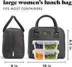 Fit & Fresh Lunch Bag For Women, Insulated Womens Lunch Bag For Work, Leakproof & Stain-Resistant Large Lunch Box For Women With Containers, Zipper Closure Bloomington Bag, Black