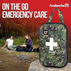 Avalanche 53 Pieces First Aid Kit, Compact Emergency Supplies Kit for Home, School, Car, Travel, Sports or Camping in Hard Shell Foam Case, Portable Mini First Aid Kit, Camo