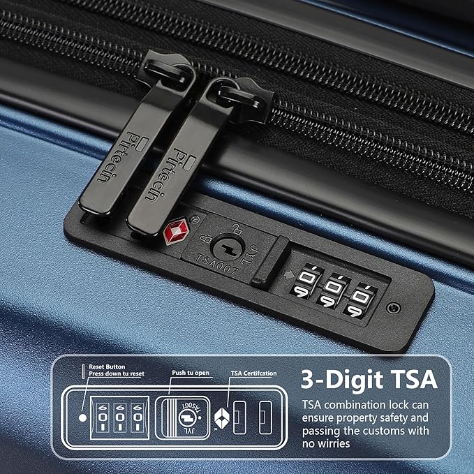 28 Inch Luggage with Spinner Wheels, Lightweight Expandable PC Hardside Large Checked Luggage with TSA Lock, Durable Rolling Suitcase, Blue