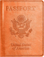 Passport and Vaccine Card Holder Combo, Passport Holder with Vaccine Card Slot, Passport Wallet, Passport Cover, Passport Case, Passport Holder for Women and Men(BA-Orange)