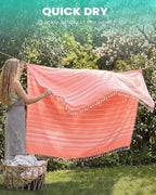 2 Pack Giant Huge Thin Boho Throw Blanket Turkish Beach Blanket Towel Jumbo Extra Large Xl XXl Big Oversized Outdoor Accessories Airplane Travel Essentials Camping Gears Must Have Yard Yoga Mat Coral