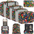 BAGAIL 8 Set Packing Cubes Luggage Packing Organizers for Travel Accessories-Black Floral