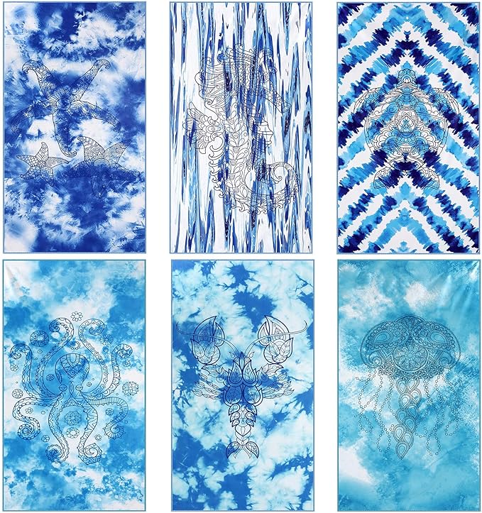 FuWeave 6 Pcs 72 x 36 Microfiber Oversized Beach Towels Large Absorbent Thin Compact Lightweight Sand Free Quick Dry Towels Pack for Travel Pool Yoga Gym Sports Beach Accessories