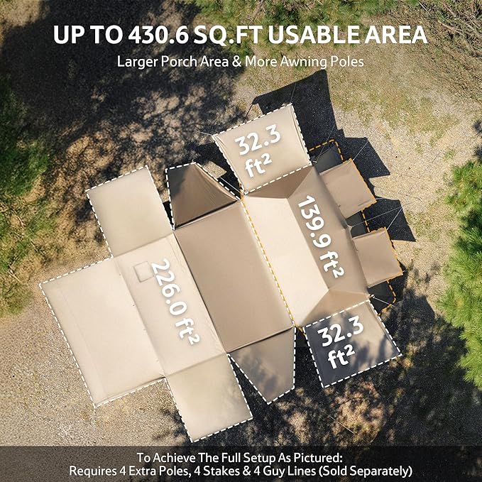 Naturehike Village Instant Tent, Camping Tent with Full Rainfly, Waterproof Large Cabin Tents for Car Camping