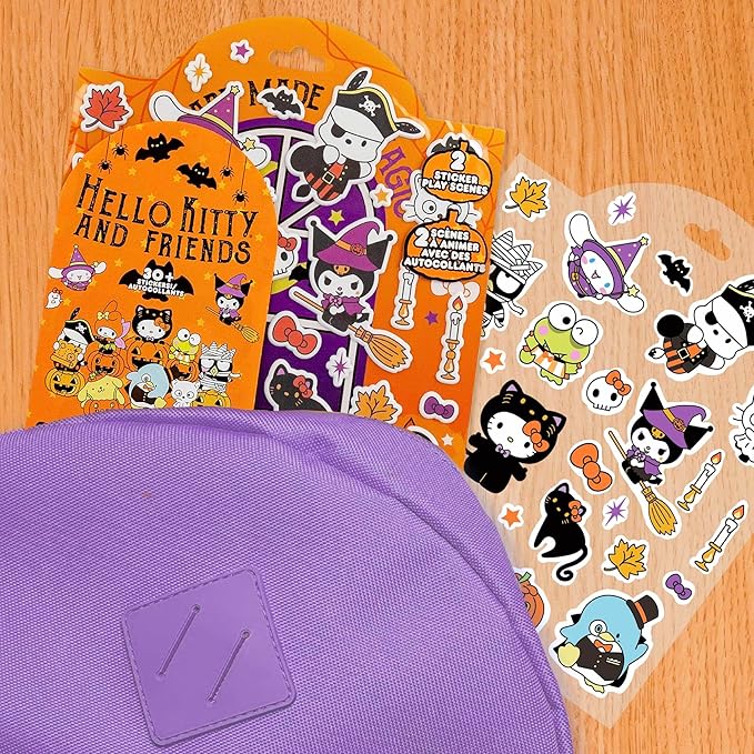 Hello Kitty and Friends Halloween Puffy Playset, Includes 30+ Stickers, 2 Play Scenes, Reusable for Kids