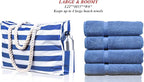 Beach Bag and Pool Bag Has Cooler Pocket, 7 Pockets Total, Zip Top. Family Size Waterproof Beach Tote
