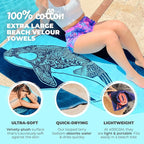 Nova Blue Orca Beach Towel (34 X 63) – Navy & Blue Colorway with Tropical Whale Design Travel Beach Towels Made from 100% Cotton – Vibrant Colorful Blanket Towel – Extra Large