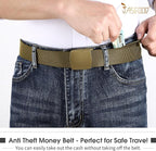 Travel Security Money Belt with Hidden Money Pocket - Cashsafe Anti-Theft Wallet Unisex Nickel free Nylon Belt by JASGOOD