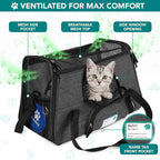 PetAmi Airline Approved Pet Carrier for Cats & Small Dogs, Soft Sided TSA Travel Carrier Bag with Sherpa Bed, Breathable Mesh Ventilation, Collapsible Bowl, Up to 18 lbs, Large Heather Dark Gray