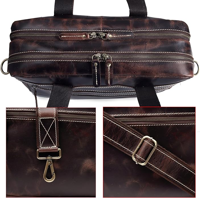 Leather Messenger Bag For Men, Vintage Handmade Laptop Briefcase and Shoulder Bag for Men Woman
