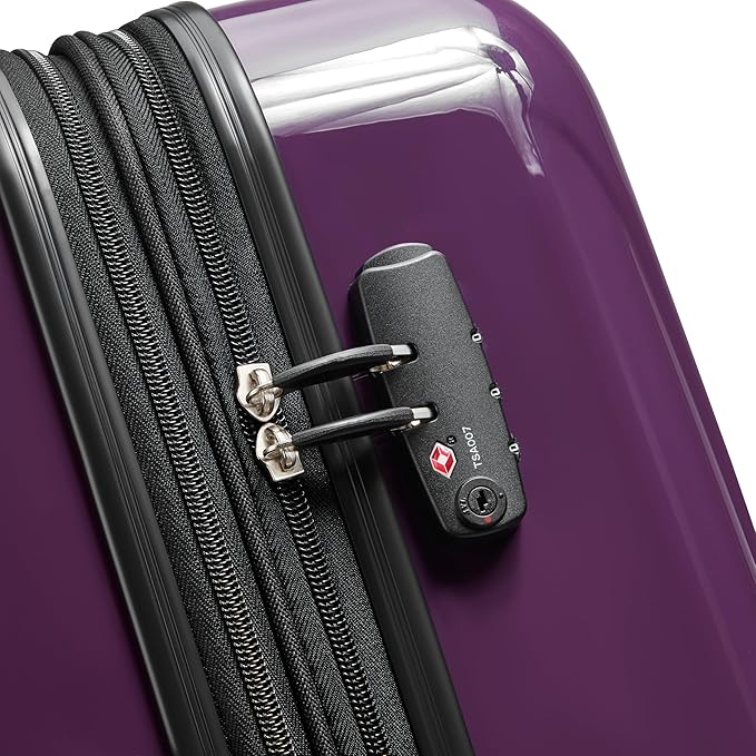 DELSEY PARIS Helium Aero Hardside Expandable Luggage with Spinner Wheels, Plum, 3-Piece Set (21/24/28)