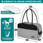 PetAmi Dog Purse Carrier for Small Dogs Cats, TSA Airline Approved Soft-Sided Pet Carrier with Pockets, Ventilated Travel Tote Bag with Bed & Shoulder Strap, Puppy Kitten, Max 12 lbs, Stripe Black