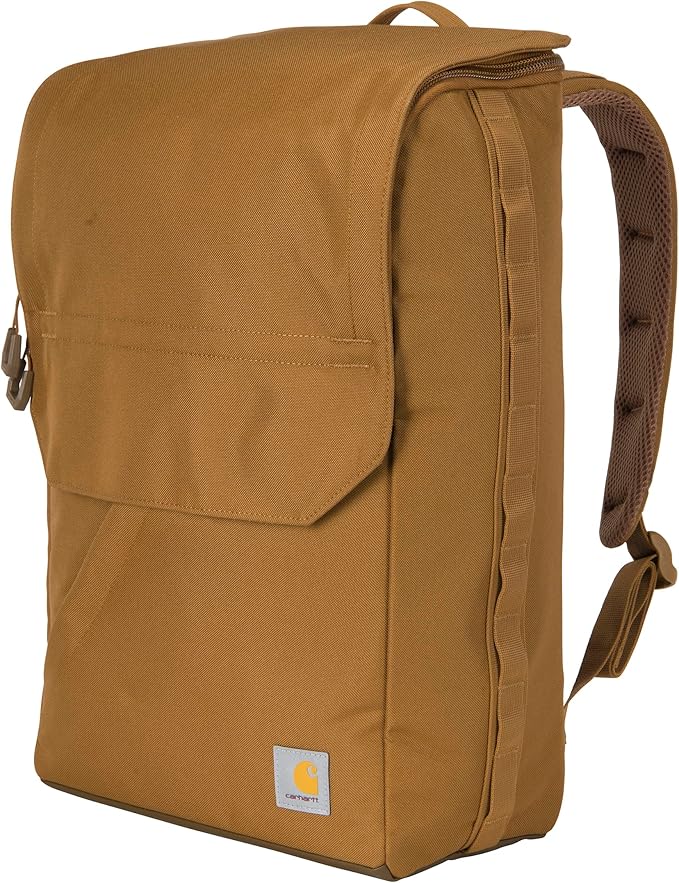 Carhartt 21L Top-Load Backpack, Durable Water Resistant Coated Canvas Base W/ 17" Laptop Sleeve, Carhartt Brown