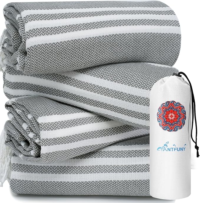 4 Pack Turkish Beach Towels Quick Dry Sand Free Soft Absorbent Extra Large Xl Big Blanket Adult Oversized Bath Pool Swim Towel Lightweight Thin Fast Drying Compact No Sand Packable Vacation Essentials