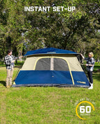 FanttikOutdoor Camping Tent 4/6/8/10 Person Instant Cabin Tent Setup in 60 Seconds with Rainfly & Windproof Portable with Carry Bag for Family Camping & Hiking, Upgraded Ventilation, Navy Blue