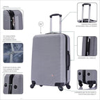 InUSA ROYAL Hardside Spinner Luggage with Ergonomic Handles | Spacious Travel Suitcase with Four Spinner Wheels and Studs | 24 Inch Medium Spinner Luggage | Silver