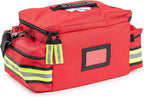 Scherber First Responder Fully-Stocked Professional Essentials EMT/EMS Trauma Kit | HSA/FSA Approved | Reflective Bag w/8 Zippered Pockets & Compartments & 200+ First Aid Supplies - Red