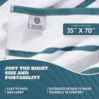 White Classic Cotton Pool Towels Oversized 35 x 70 Inches, Ultra Absorbent and Low Lint Striped Beach Towels for Adults, Stripes Design Luxury Extra Large Bath Towels, Light Blue, 3 Pack