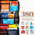 Everlit Care 380 Pcs First Aid Kit All-Purpose Medical Essential Kit for Cuts, Scrapes, Burns, Emergency Preparedness | for Home, Office, Car, Travel, Camping, Outdoor (Black)