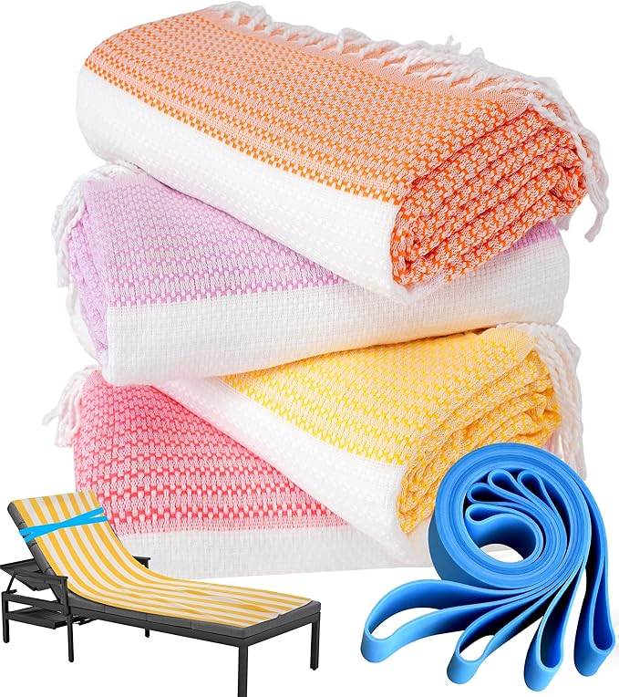 Genovega 4 Packs Turkish Beach Towel Pool Swim Towels Set Bulk Soft Extra Large Sand Free Quick Dry Thin Lightweight Travel Vacation Essentials Cruise Accessories Must Haves Sandless Oversized Dot