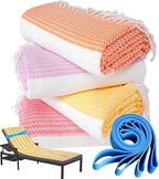 Genovega 4 Packs Turkish Beach Towel Pool Swim Towels Set Bulk Soft Extra Large Sand Free Quick Dry Thin Lightweight Travel Vacation Essentials Cruise Accessories Must Haves Sandless Oversized Dot