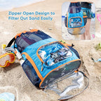 Mesh Drawstring Backpack with Shoe Compartment, Sandproof Beach Swim Bag with Wet Pocket, Pool Gym Shower Bag for Travel Summer Camp