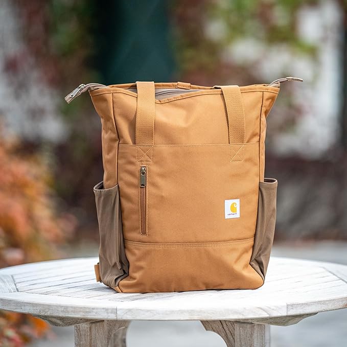 Carhartt Classic Convertible Backpack Tote, Durable Water Repellent Material W/ 17" Laptop Sleeve, Carhartt Brown